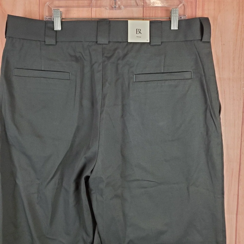 Banana Republic Mens Pant 38 Gray Cotton Slash Pockets Zip Fly Straight Slim Fit